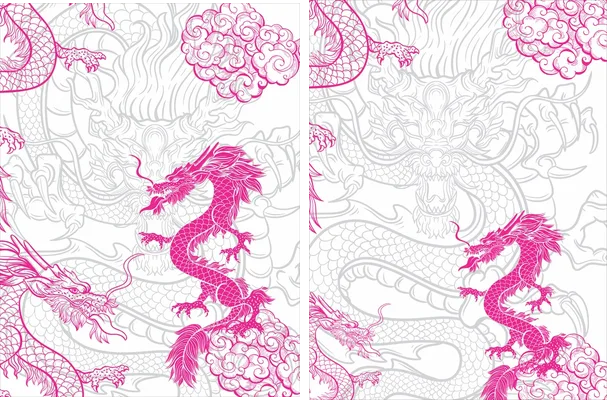 DISEÑO DRAGÓN FUCSIA