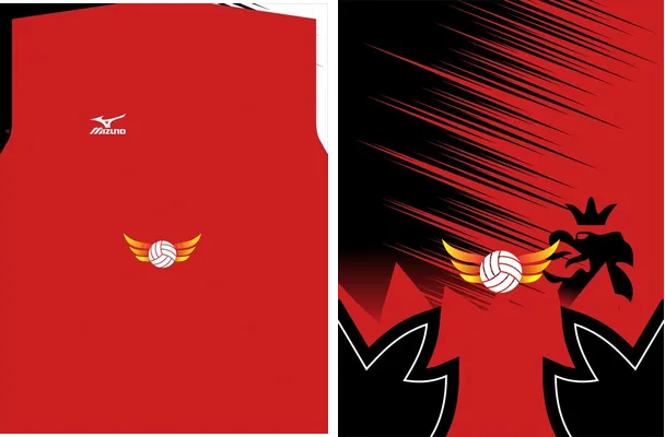 JERSEY VOLEY MIZUNO NEGRO ROJO 2025