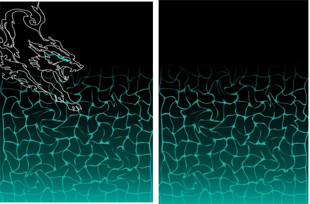 Lobo Lineas Negro Verde