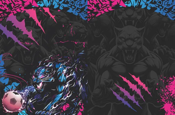 blue and pink panther