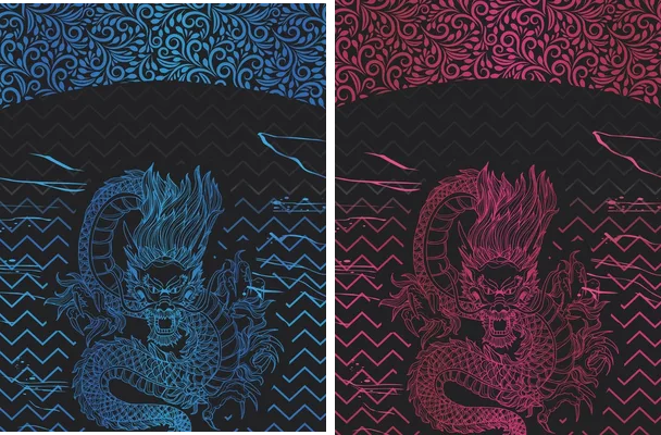 dragon bluepink design