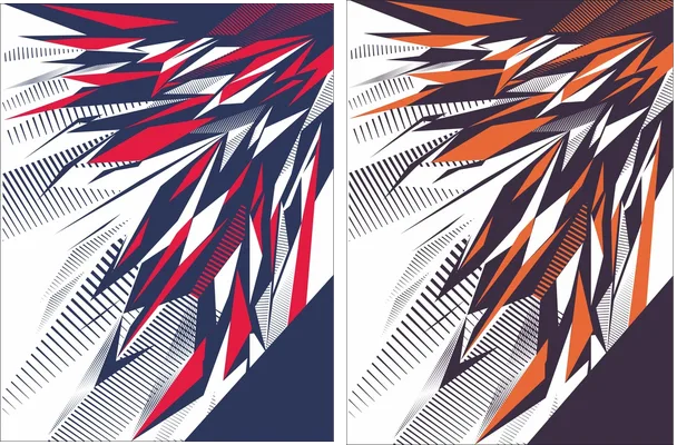geometric design red and blue