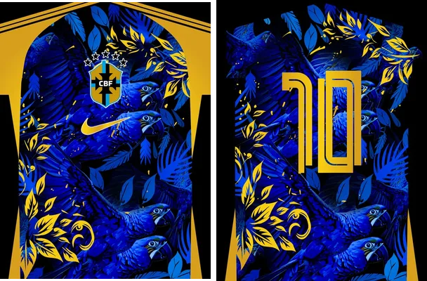 jersey concept brasil floral dorado azul