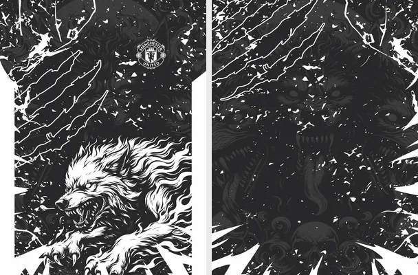 manchester united black wolf grunge