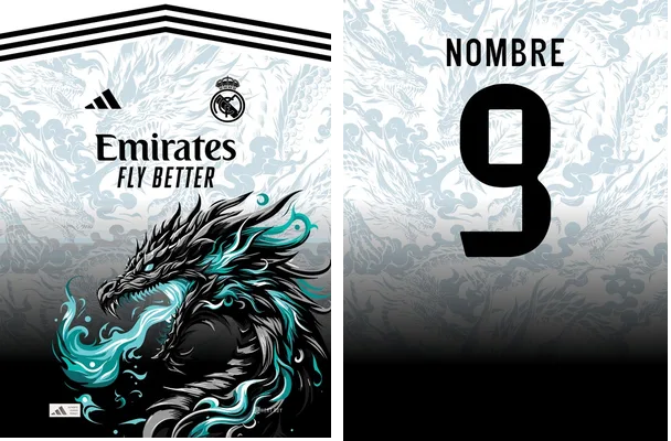 real madrid dragon blue flame