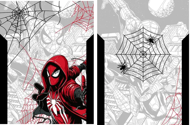 spiderman red white night