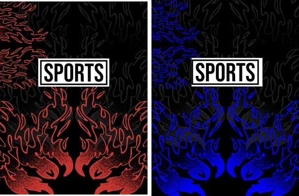sports grunge red blue