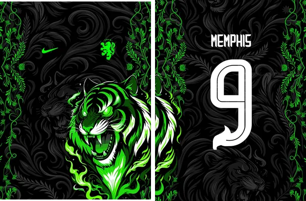 tiger floral green black