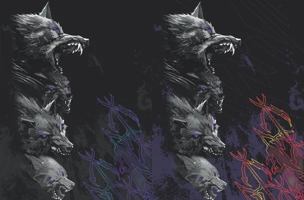 wolf designs grunge black