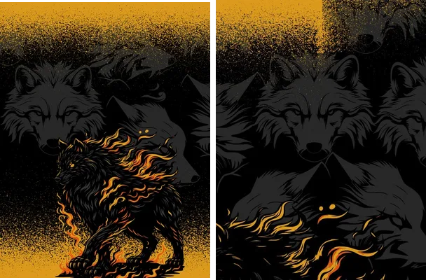 wolf flamas design